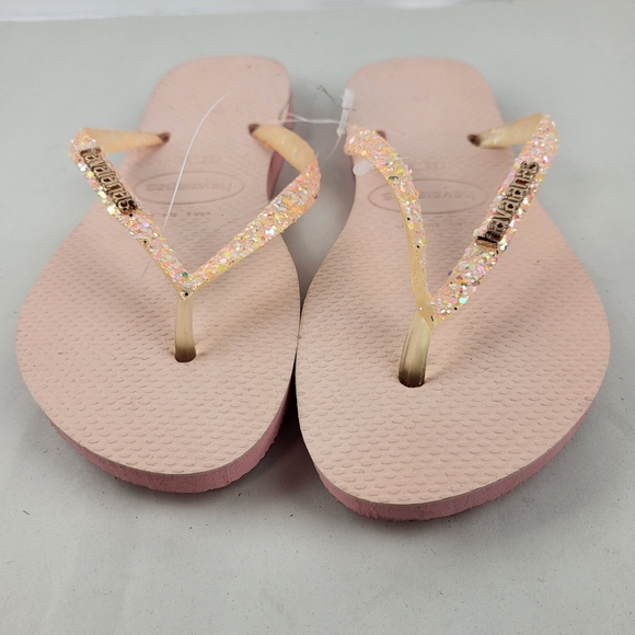 Havaianas Slim Gloss Light Pink Flip Flops Glitter Ballet Rose 6 - Picture 5 of 5